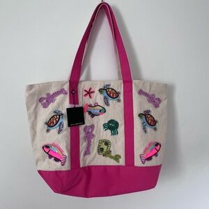 AMERICA & BEYOND Hand Beaded Under the Sea Tote Bag - Retail $210